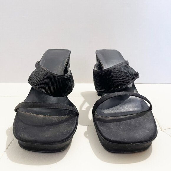 Nine West Black Vintage Block Heels Sandals w/Strap Embellishments | Size 10M - Picture 5 of 9